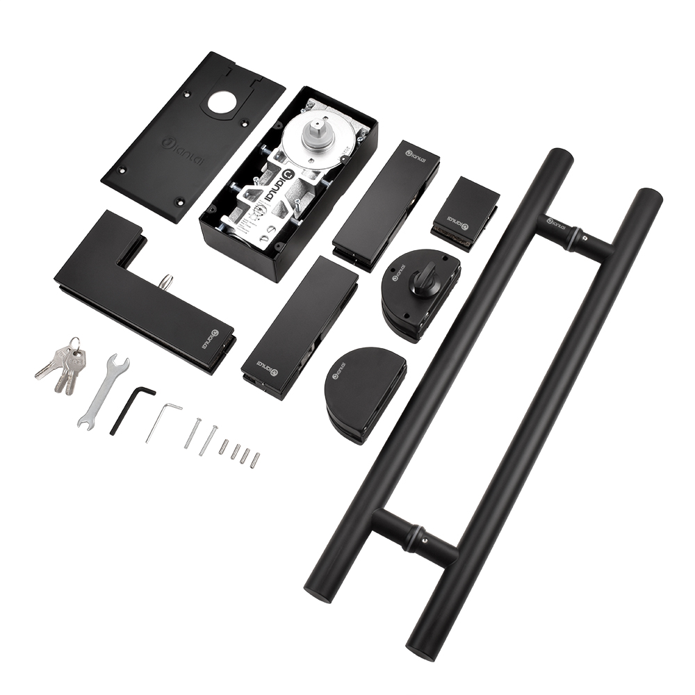 Ide Desain Hardware Pintu Kaca Minimalis Modern | Sistem Pencocokan Lengkap: Pegas Lantai + Pemasangan Tambalan + Kunci Pintu Kaca + Pegangan Tarik
